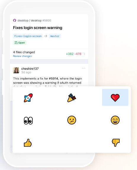 github app emoji comment feature