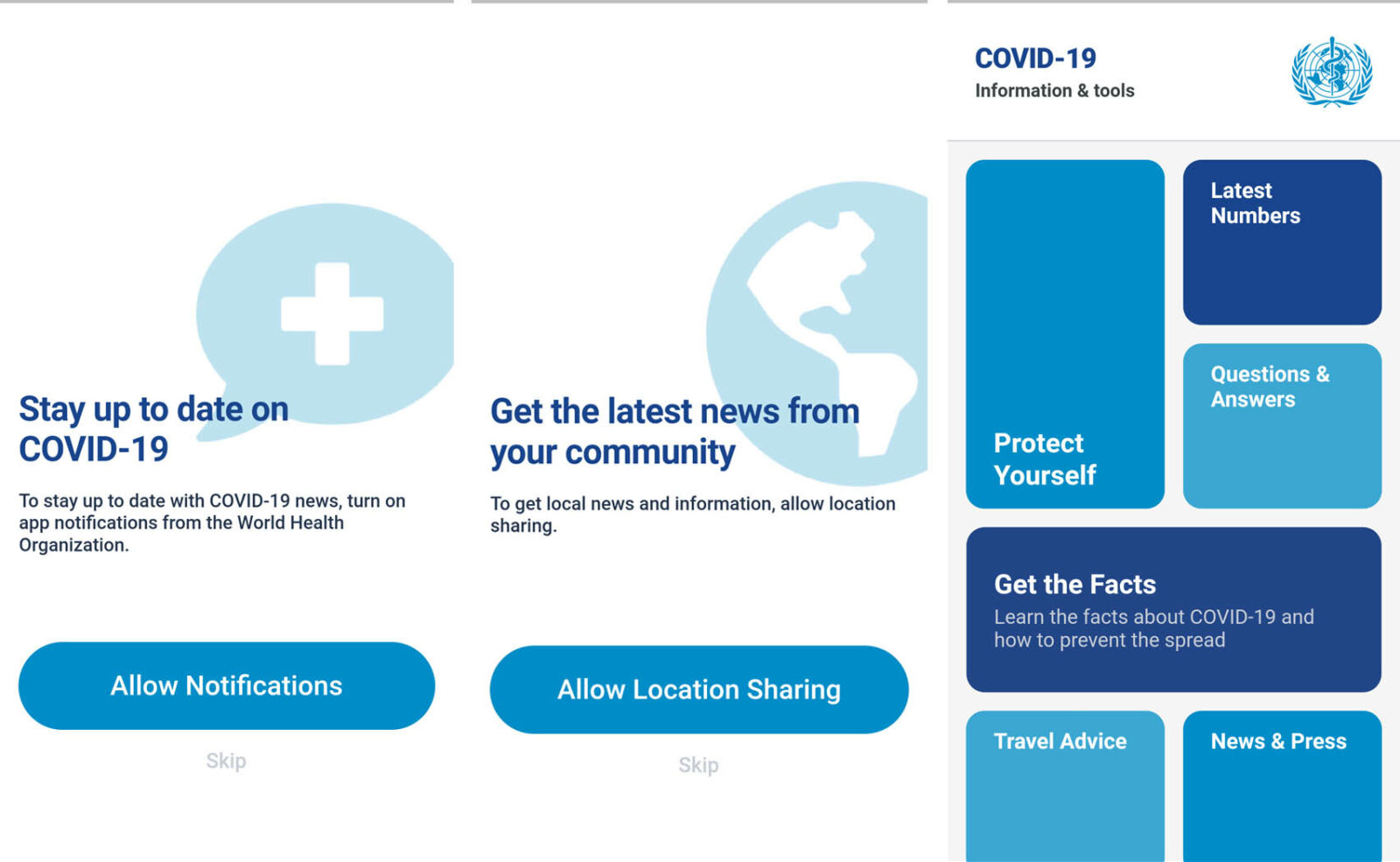 who covid-19 information app