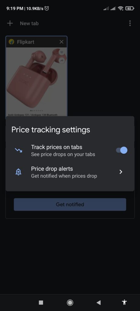 Google Chrome for Android Price tracker
